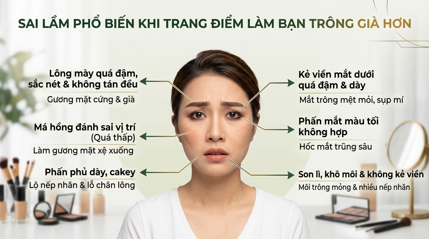 lỗi thường gặp khi đánh phấn khiến bạn già đi