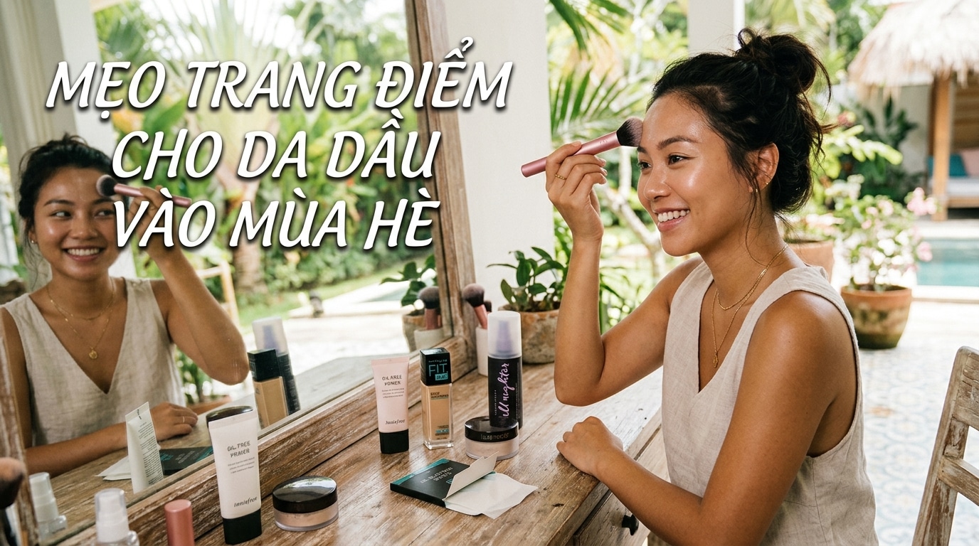 mẹo trang điểm cho da dầu mùa hè